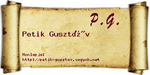 Petik Gusztáv névjegykártya